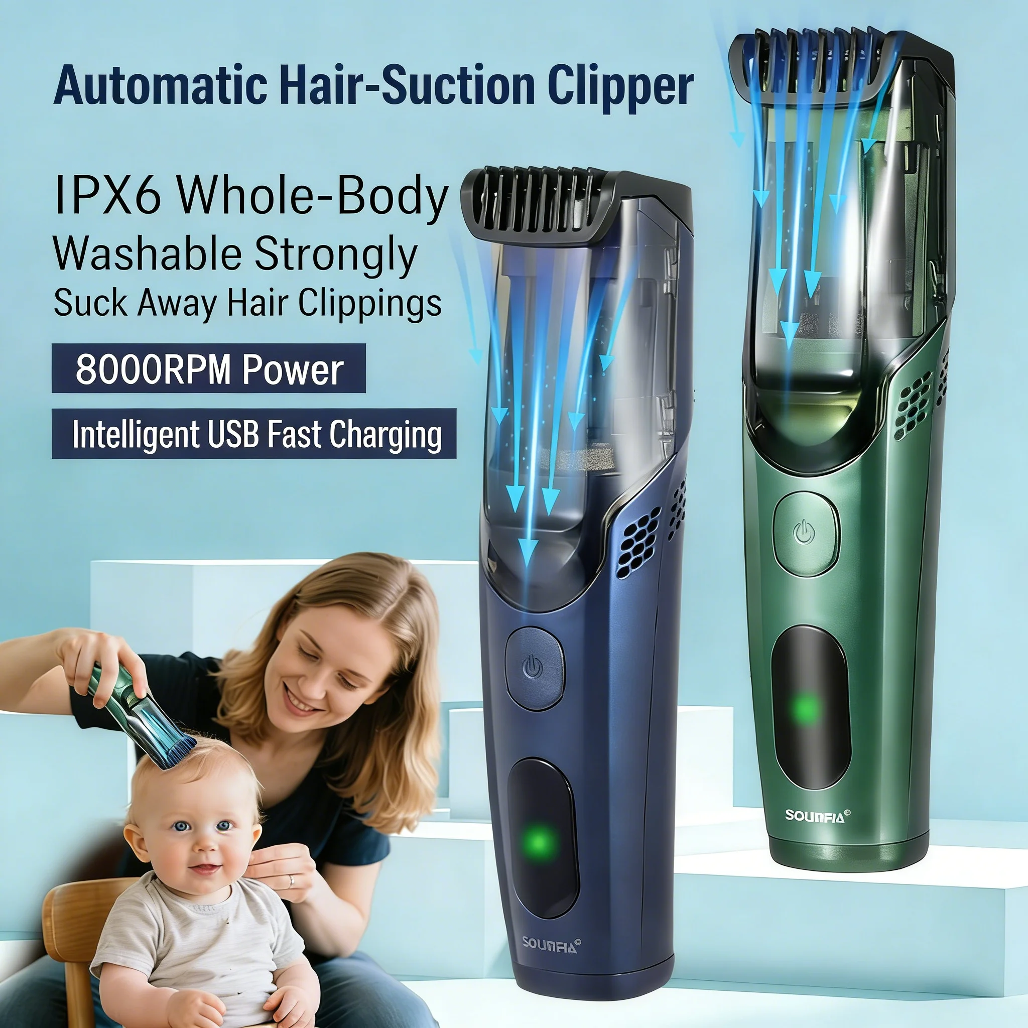 NEW Automatic Hair Suction Electric Hair Clipper Waterproof Rechargeable Vacuum Hair Trimmer Beard Shaver for Mustache Sideburns
NEW Automatic Hair Suction Electric Hair Clipper Waterproof Rechargeable Vacuum Hair Trimmer Beard Shaver for Mustache Sideburns