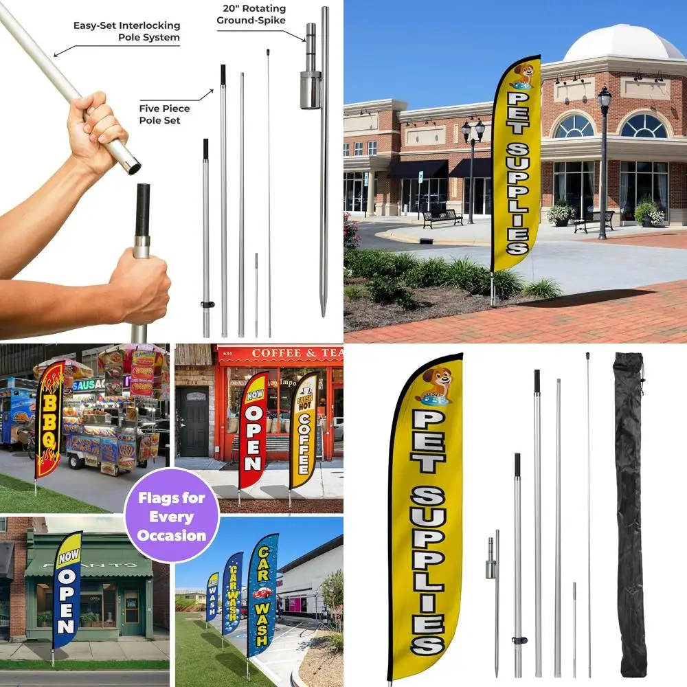 Комплект рекламного флагового баннера из стекловолокна высотой 12 футов с колышком для крепления к земле для товаров для груминга животных
Комплект рекламного флагового баннера из стекловолокна высотой 12 футов с колышком для крепления к земле для товаров для груминга животных