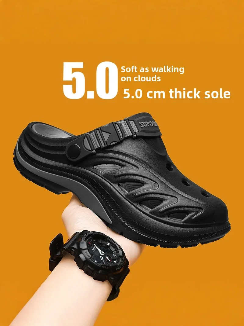 Men's Summer Thick Bottom Slippers Driving Two-Purpose Outdoor Beach Head Covering Clog Shoes Casual Wear Anti-Slip EVA Material
Men's Summer Thick Bottom Slippers Driving Two-Purpose Outdoor Beach Head Covering Clog Shoes Casual Wear Anti-Slip EVA Material