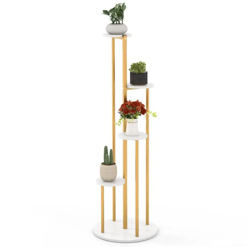 Indoor Metal Plant Stand Corner Plant Shelf for Potted Plant with Golden Metal Frame-White
Indoor Metal Plant Stand Corner Plant Shelf for Potted Plant with Golden Metal Frame-White