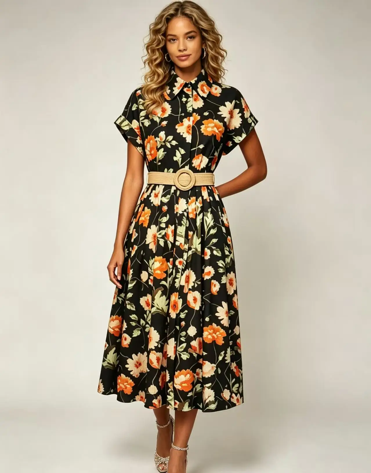 Floral Print Maxi Dress for Women Summer Runway Belted A-Line Long Shirt Dress Casual Vacation Beach Short Sleeve
Floral Print Maxi Dress for Women Summer Runway Belted A-Line Long Shirt Dress Casual Vacation Beach Short Sleeve