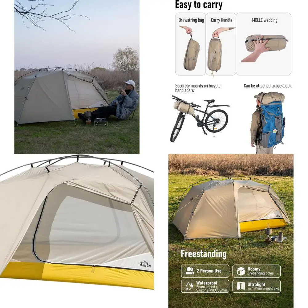 Lightweight 2-Person 3-Season Waterproof Tent for Outdoor Adventures, Backpacking, Camping, and Hiking
Lightweight 2-Person 3-Season Waterproof Tent for Outdoor Adventures, Backpacking, Camping, and Hiking