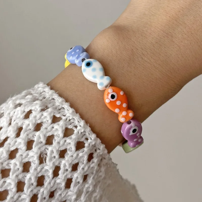 Cute Colorful Fish Beaded Bracelet Dopamine Aesthetic Elastic Ceramic Beads Bangle For Daily Wear Party Teen Girls Jewelry
Cute Colorful Fish Beaded Bracelet Dopamine Aesthetic Elastic Ceramic Beads Bangle For Daily Wear Party Teen Girls Jewelry