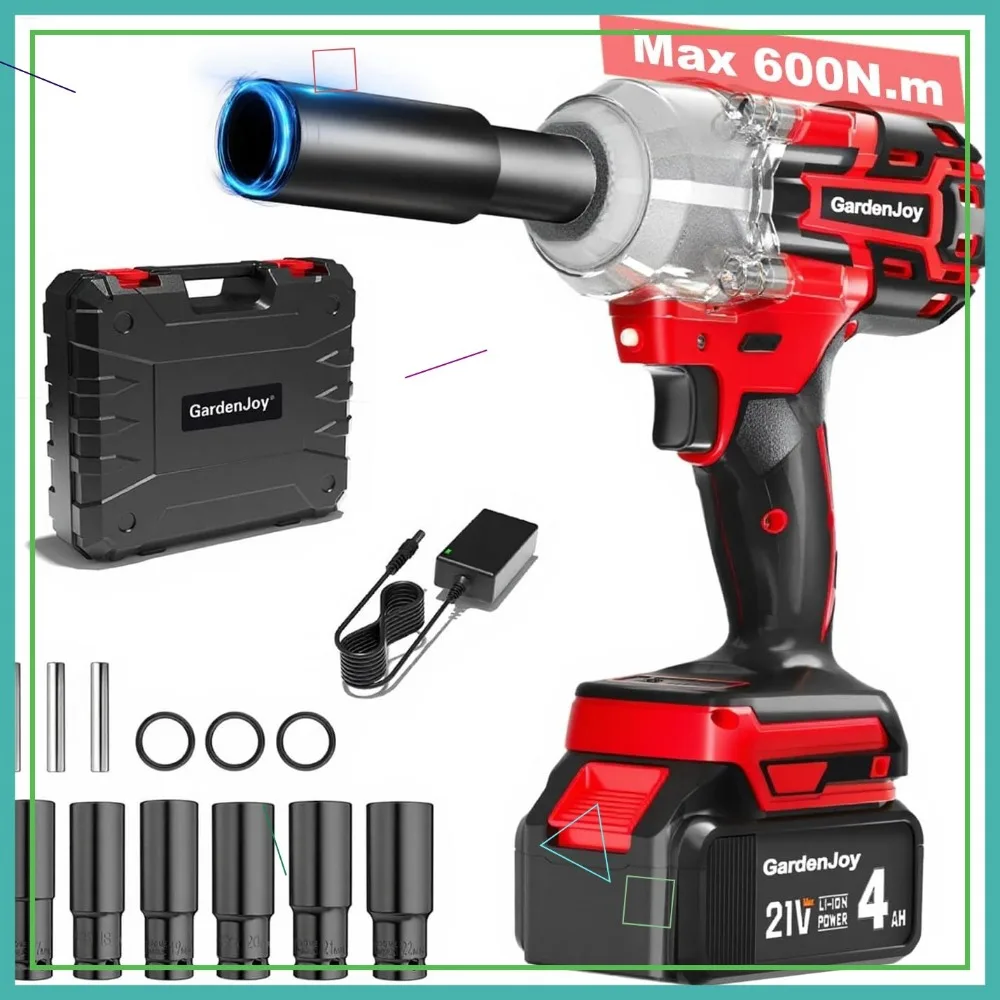 1/2 Inch 21V Cordless Impact Wrench, 450 Ft-lbs Torque, 3-Speed with Battery & Charger, 6 Sockets for Auto Repair DIY
1/2 Inch 21V Cordless Impact Wrench, 450 Ft-lbs Torque, 3-Speed with Battery & Charger, 6 Sockets for Auto Repair DIY