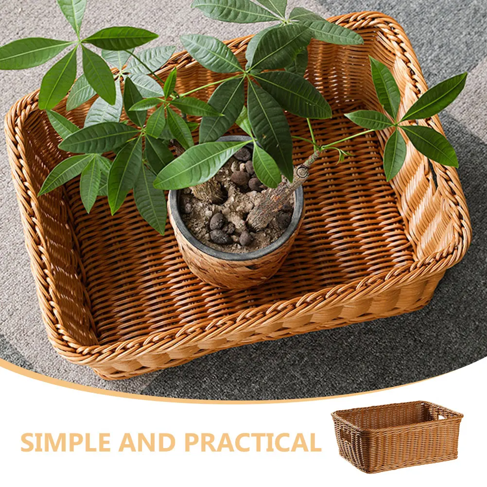 Imitation Rattan Storage Basket Woven Book Organizer Multi-function Sundry Basket Home Decor Kitchen Shelf Storage Solutions
Imitation Rattan Storage Basket Woven Book Organizer Multi-function Sundry Basket Home Decor Kitchen Shelf Storage Solutions