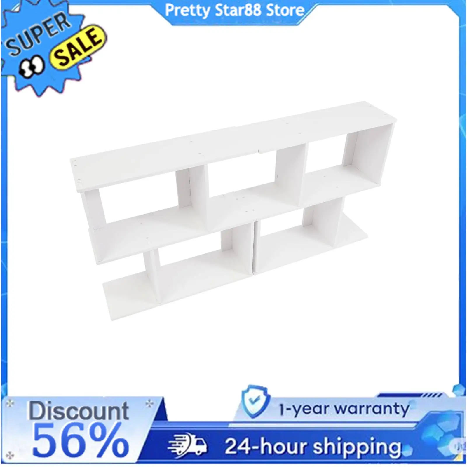 2-уровневая книжная полка с геометрическим рисунком, износостойкая отдельно стоящая полка для дисплея, Z-образный книжный шкаф большой емкости для гостиной/спальни
2-уровневая книжная полка с геометрическим рисунком, износостойкая отдельно стоящая полка для дисплея, Z-образный книжный шкаф большой емкости для гостиной/спальни