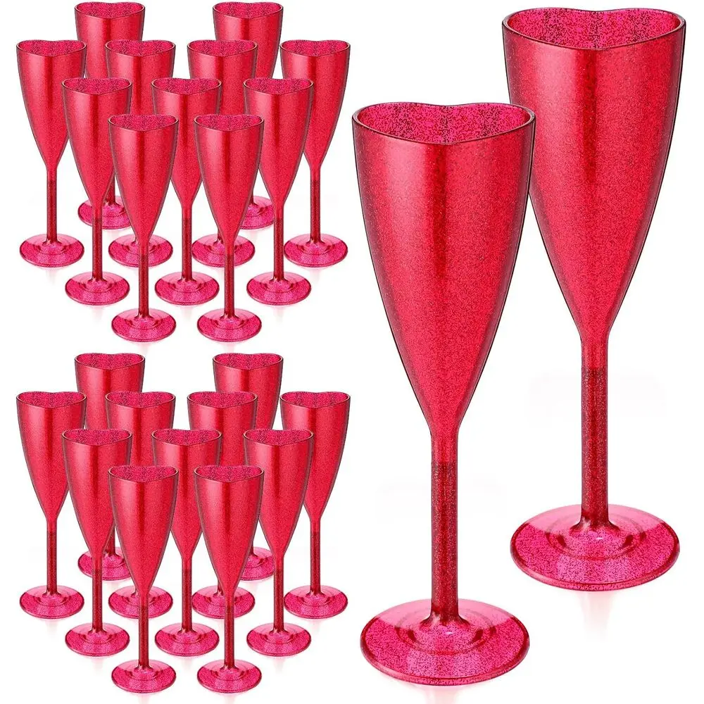 24 Pcs Valentine's Day Heart Plastic Champagne Lutes, 6 oz Glitter Red Heart Lute Tic Acrylic Stemmed Glasses for Valentine's Da
24 Pcs Valentine's Day Heart Plastic Champagne Lutes, 6 oz Glitter Red Heart Lute Tic Acrylic Stemmed Glasses for Valentine's Da