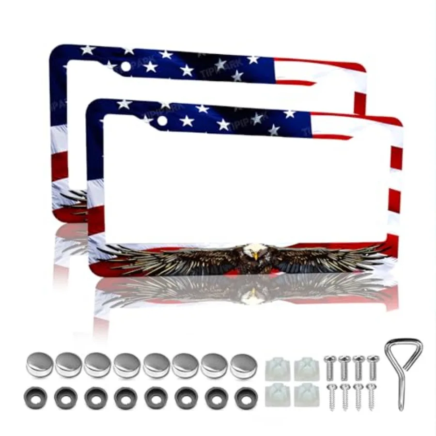American Flag Eagle License Plate Frame - 2 Packs Universal Stainless Steel Car License Plate Frames Covers Holder Rustproof fo
American Flag Eagle License Plate Frame - 2 Packs Universal Stainless Steel Car License Plate Frames Covers Holder Rustproof fo