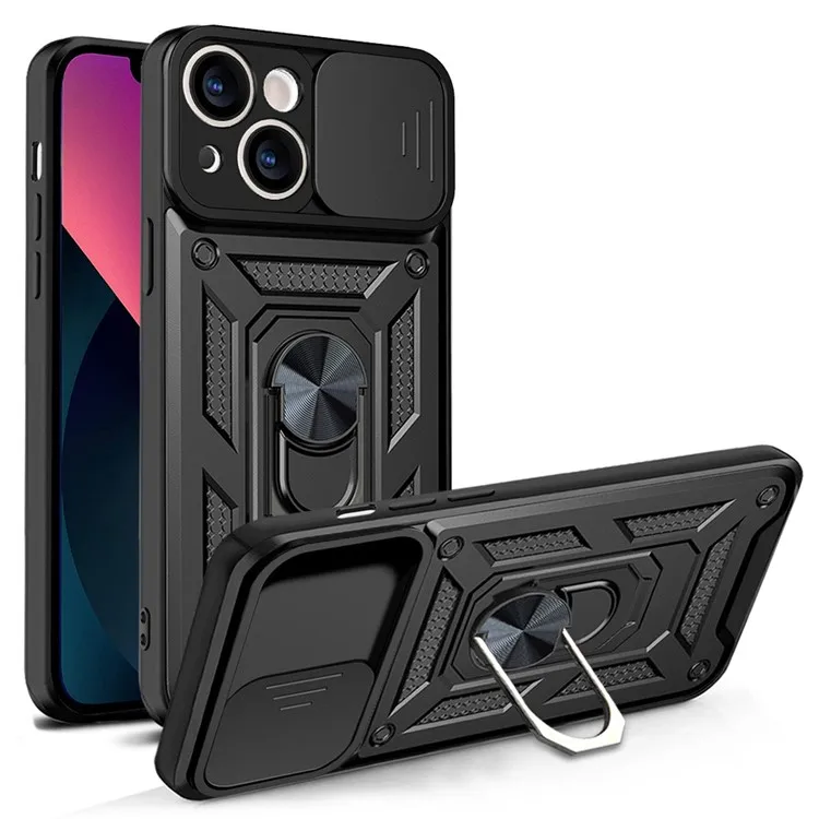 Full Protective Camera Slide Phone Case Back Shell with Kickstand for iPhone 13 6.1 inch - Black
Full Protective Camera Slide Phone Case Back Shell with Kickstand for iPhone 13 6.1 inch - Black