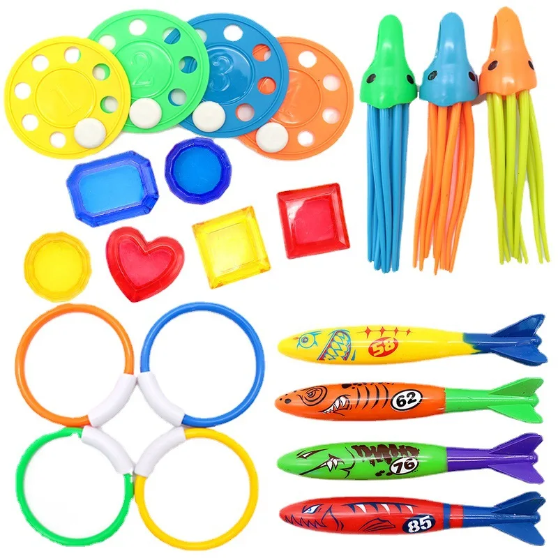 Swimming Pool Treasure Hunt Diving Toy Set Torpedo Fish Water Rings Dolphin Floats Kids Diving Toys Birthday and Holiday Gifts
Swimming Pool Treasure Hunt Diving Toy Set Torpedo Fish Water Rings Dolphin Floats Kids Diving Toys Birthday and Holiday Gifts