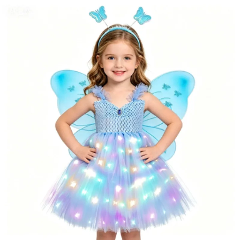 Exquisite Dress Set for Girls with LED Lights, Birthday Party Gown, Luminous Tulle Princess Maxi Dress for Kids, Halloween Dress
Exquisite Dress Set for Girls with LED Lights, Birthday Party Gown, Luminous Tulle Princess Maxi Dress for Kids, Halloween Dress