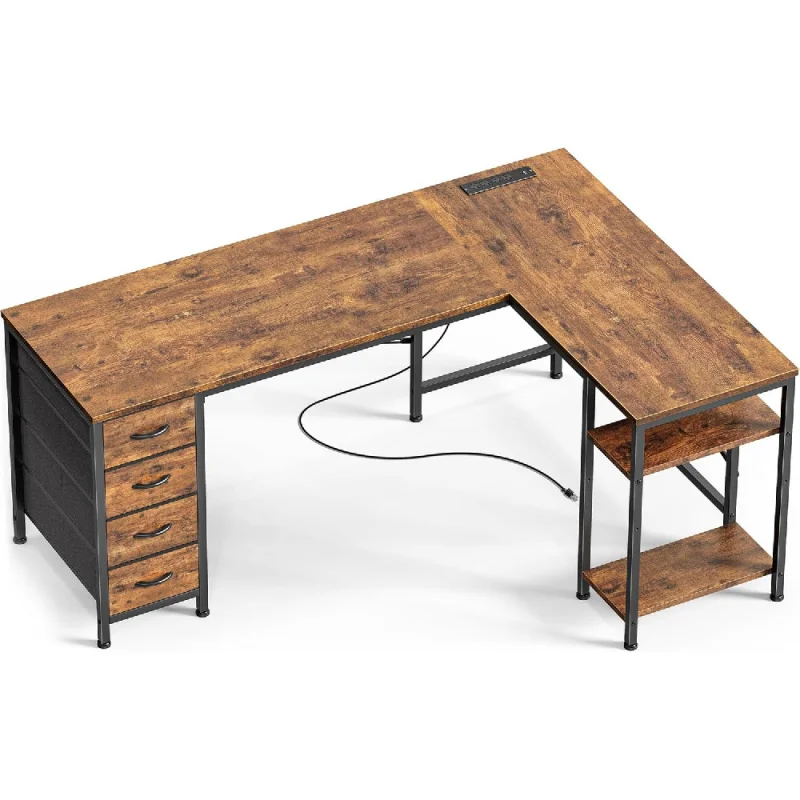 55 Inch L Shaped Desk with Fabric Drawers, Reversible Computer Gaming Desk with Power Outlets and USB-C Port, Adjustable Side S
55 Inch L Shaped Desk with Fabric Drawers, Reversible Computer Gaming Desk with Power Outlets and USB-C Port, Adjustable Side S