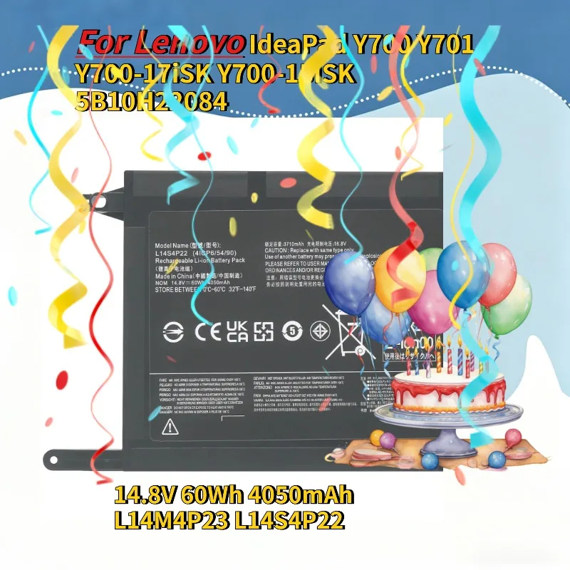 New For Lenovo IdeaPad Y700 Y701 Y700-17iSK Y700-15ISK 5B10H22084 14.8V 60Wh 4050mAh L14M4P23 L14S4P22 Laptop Battery
New For Lenovo IdeaPad Y700 Y701 Y700-17iSK Y700-15ISK 5B10H22084 14.8V 60Wh 4050mAh L14M4P23 L14S4P22 Laptop Battery