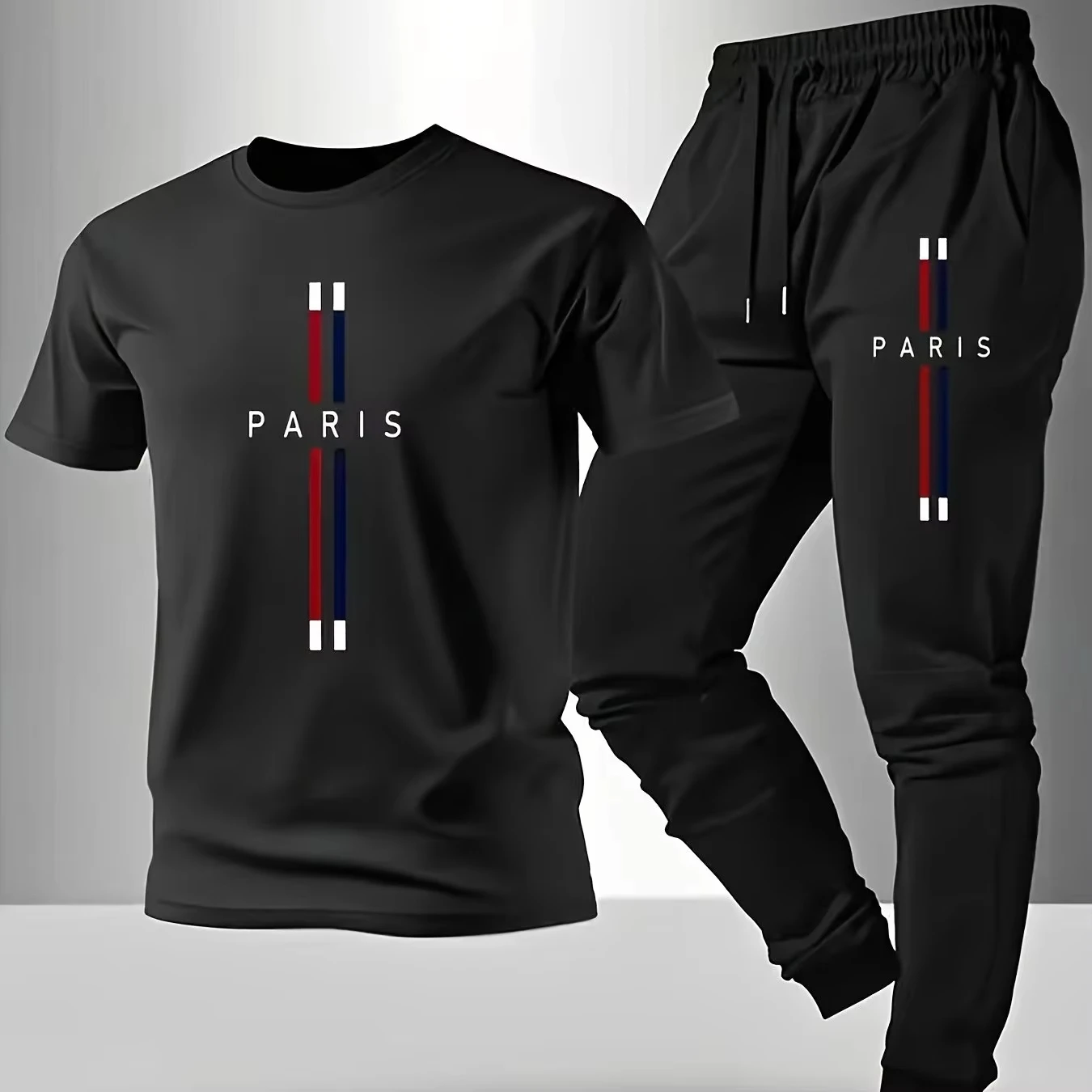 Men's casual home set - stylish round-neck letter-printed t-shirt and pants for couples Made of stretch fabric Regular style
Men's casual home set - stylish round-neck letter-printed t-shirt and pants for couples Made of stretch fabric Regular style