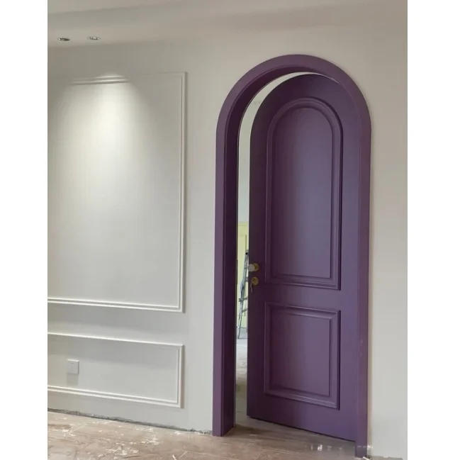Bedroom solid purple MDF casement door modern French retro European curved arched decorative strip simple finished surface
Bedroom solid purple MDF casement door modern French retro European curved arched decorative strip simple finished surface