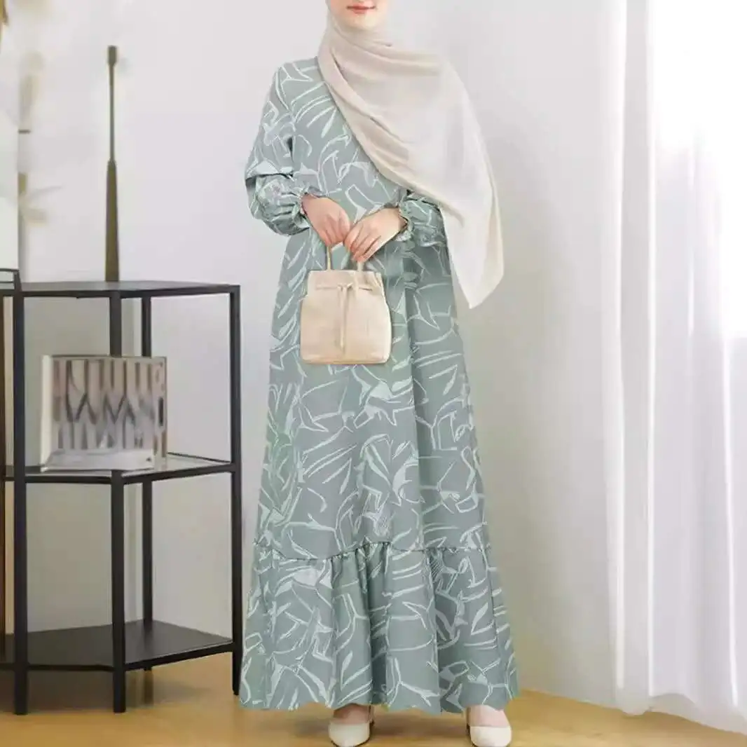2025 Muslim Women's Fashion Robe Spring and Autumn Long Sleeve Geometric Printed Ruffle Edge Dress Dubai Luxury Islam Elegant
2025 Muslim Women's Fashion Robe Spring and Autumn Long Sleeve Geometric Printed Ruffle Edge Dress Dubai Luxury Islam Elegant