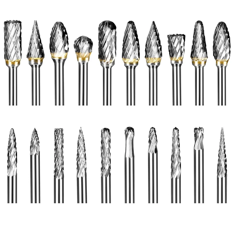 Y42A-20Pcs 1/8In Shank Carbide Burr Set, Tungsten Carbide Die Grinder Bits For Grinding Bits Wood Carving Cutting Drilling 
Y42A-20Pcs 1/8In Shank Carbide Burr Set, Tungsten Carbide Die Grinder Bits For Grinding Bits Wood Carving Cutting Drilling