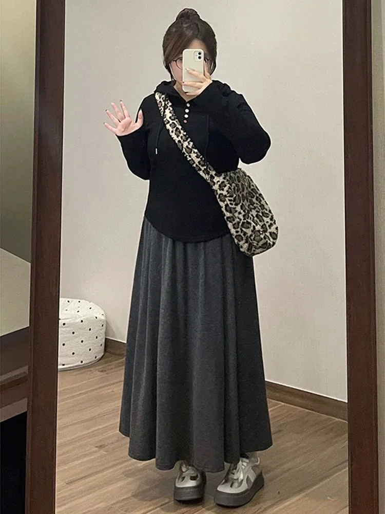 plus Size Women's Deep Grey Glutinous Rice Mid-Length A-Line Skirt High Waist Belly Covering Slimming Spring Autumn Winter
plus Size Women's Deep Grey Glutinous Rice Mid-Length A-Line Skirt High Waist Belly Covering Slimming Spring Autumn Winter