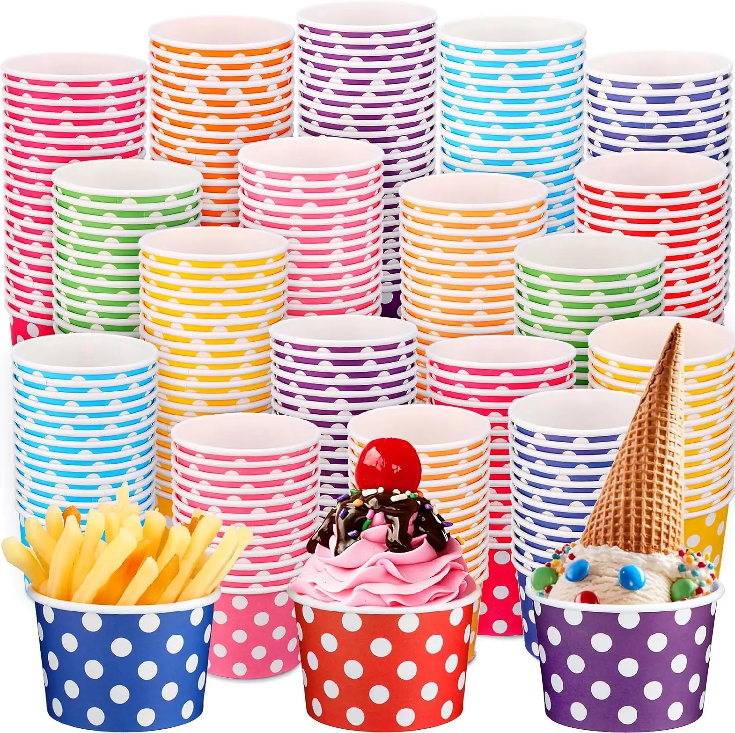 500 Pcs Ice Cream Cups Disposable Multicolor Paper Snack Dessert Cup Bowl for Wedding Birthday Party Supplies
500 Pcs Ice Cream Cups Disposable Multicolor Paper Snack Dessert Cup Bowl for Wedding Birthday Party Supplies