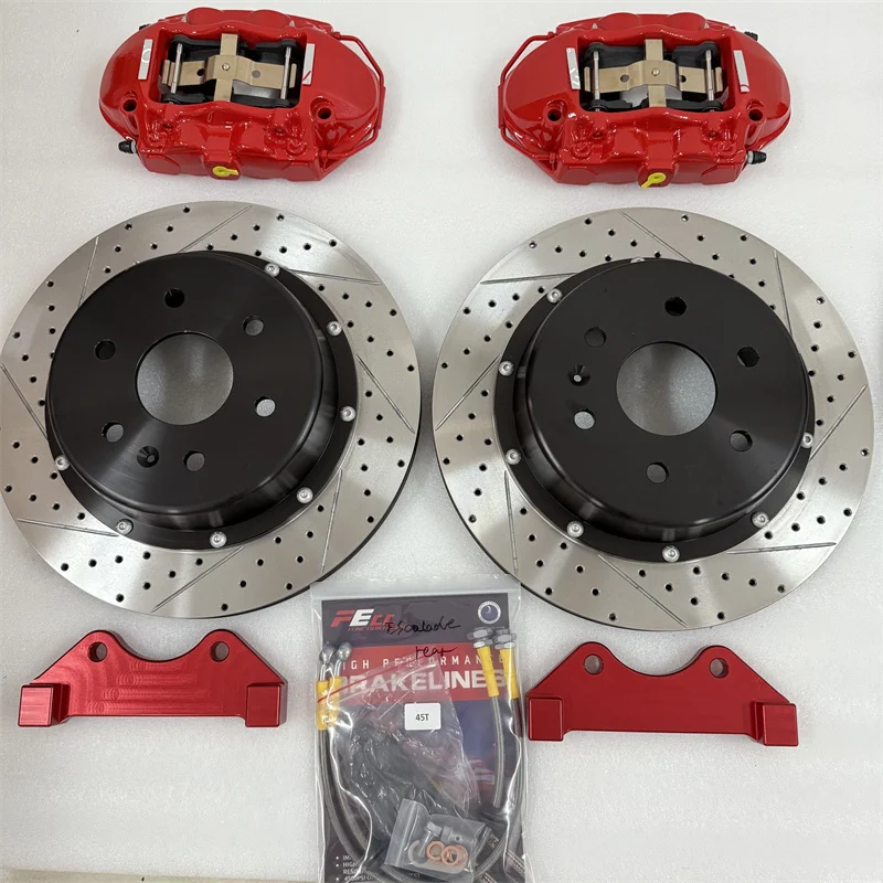 Jekit New Rear GT4 Caliper 380x28mm Line Disc Adapter Red for Escalade Rear-Model Land Cruiser 200 LB
