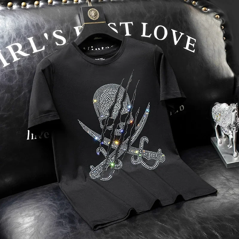 2025 Rhinestones Skulls T Shirts Mens Fashion Streetwear O Neck Short Sleeve Slim Modal Cotton Casual T-shirts Man Plus Size 7XL
2025 Rhinestones Skulls T Shirts Mens Fashion Streetwear O Neck Short Sleeve Slim Modal Cotton Casual T-shirts Man Plus Size 7XL