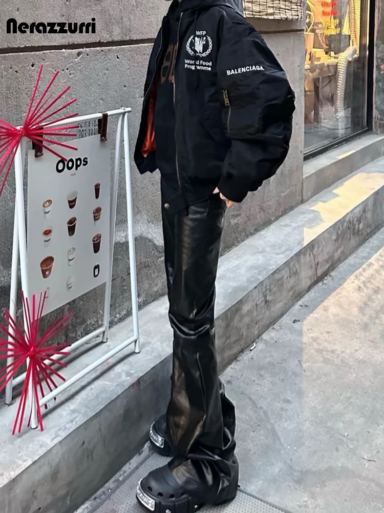 Nerazzurri Spring Autumn Shiny Black Fitted Pu Leather Flare Pants Men High Waist Cool Luxury Punk Style Emo Clothes Streetwear
Nerazzurri Spring Autumn Shiny Black Fitted Pu Leather Flare Pants Men High Waist Cool Luxury Punk Style Emo Clothes Streetwear