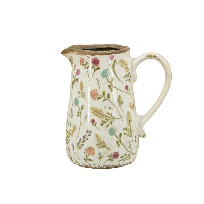 Round Ceramic Pitcher Vase with Multicolor Floral Design
Round Ceramic Pitcher Vase with Multicolor Floral Design