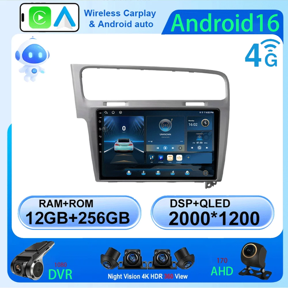 Android 16 For Volkswagen Golf 7 2013-2020 MK7 Car Radio Multimedia Video Player Navigation GPS 5G WIFI Carplay Auto 360 Camera
Android 16 For Volkswagen Golf 7 2013-2020 MK7 Car Radio Multimedia Video Player Navigation GPS 5G WIFI Carplay Auto 360 Camera