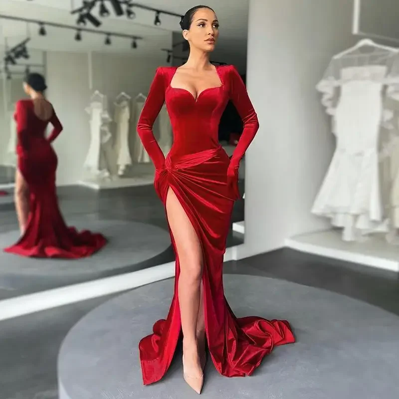 2024 Elegant Gown Long Dress Evening Club Outfits for Women Gloves Sleeve Velvet Sexy Slit Maxi Dresses Ruched Dresses YXQ12
2024 Elegant Gown Long Dress Evening Club Outfits for Women Gloves Sleeve Velvet Sexy Slit Maxi Dresses Ruched Dresses YXQ12