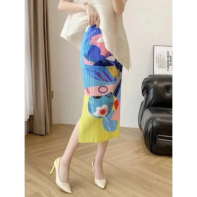 Women Abstract Print Pleated Midi Skirt High Waist A-line Casual Summer Split Skirt
Women Abstract Print Pleated Midi Skirt High Waist A-line Casual Summer Split Skirt