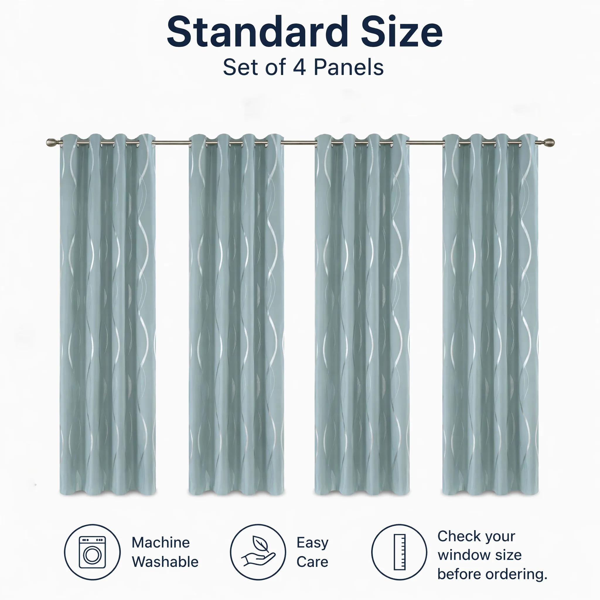 Modern Silver Wave Blackout Window Curtains 4 Panels Grommet Top Decorative Drapes 100% Room Darkening Thermal Insulated 5 Colors Available
Modern Silver Wave Blackout Window Curtains 4 Panels Grommet Top Decorative Drapes 100% Room Darkening Thermal Insulated 5 Colors Available