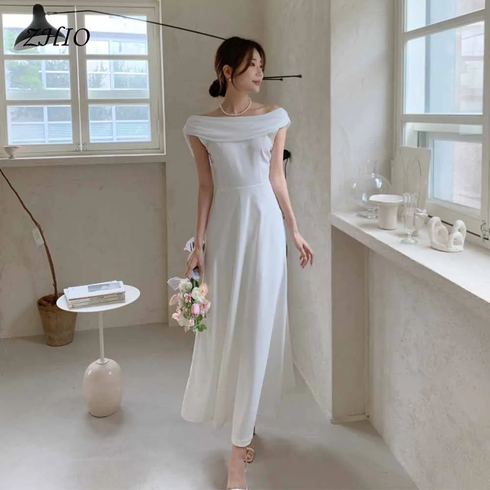 ZHIO Korean Elegant Maxi Wedding Dress Off Shoulder Cowl Neck Cap Sleeve A-Line Tulle Gown for Bridal Photo Shoot
ZHIO Korean Elegant Maxi Wedding Dress Off Shoulder Cowl Neck Cap Sleeve A-Line Tulle Gown for Bridal Photo Shoot