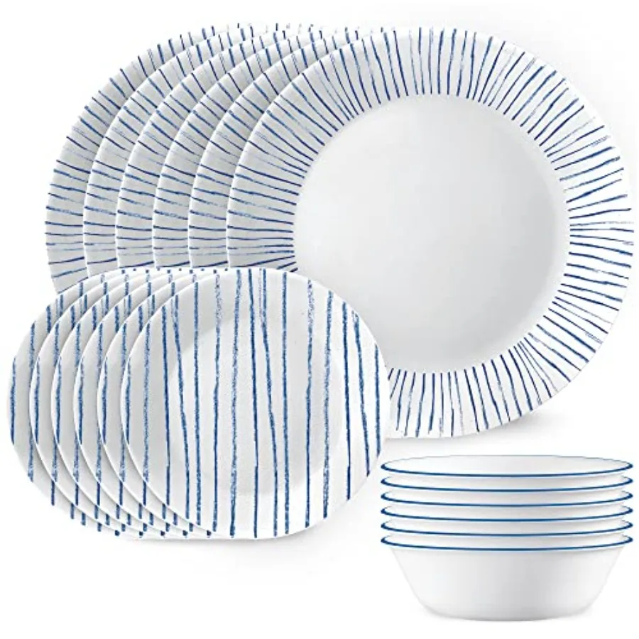 18-Piece Dinnerware Set Service for 6 Lightweight Round Plates and Bowls Set Vitrelle Triple Layer Glass Chip Resistant Microwa
18-Piece Dinnerware Set Service for 6 Lightweight Round Plates and Bowls Set Vitrelle Triple Layer Glass Chip Resistant Microwa