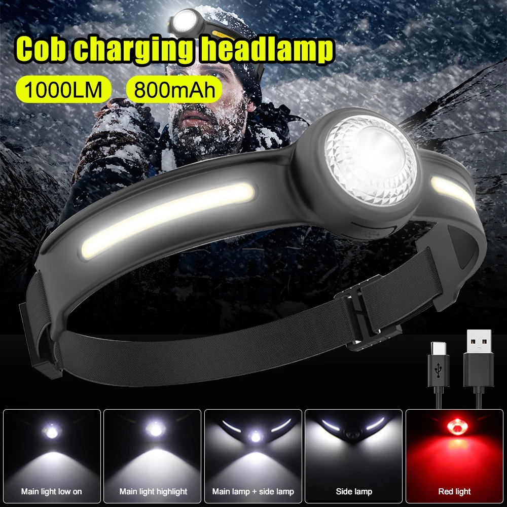 Portable XPG+COB Headlamp White/Red Light Headlight 270 Degree Floodlight 5 Modes Type-C Charging Lamp Built-in 800 mAh Battery
Portable XPG+COB Headlamp White/Red Light Headlight 270 Degree Floodlight 5 Modes Type-C Charging Lamp Built-in 800 mAh Battery