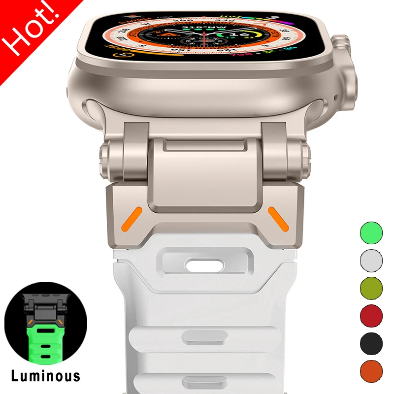 Светящийся ремешок для Apple Watch Band Ultra 2, 49 мм, 42 мм, 44 мм, 45 мм, металлический разъем, резиновый браслет для Iwatch Series 9 8 7 6 SE 5 4
Светящийся ремешок для Apple Watch Band Ultra 2, 49 мм, 42 мм, 44 мм, 45 мм, металлический разъем, резиновый браслет для Iwatch Series 9 8 7 6 SE 5 4
