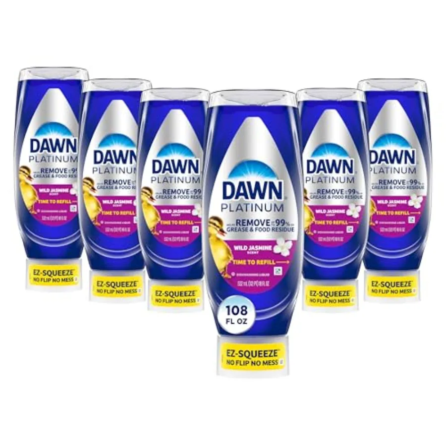 Dawn Platinum EZ-Squeeze Dish Soap Liquid, Dishwashing Liquid, Grease Removal, Upside Down Bottle, Wild Jasmine, 6x18 Fl Oz Bun
Dawn Platinum EZ-Squeeze Dish Soap Liquid, Dishwashing Liquid, Grease Removal, Upside Down Bottle, Wild Jasmine, 6x18 Fl Oz Bun
