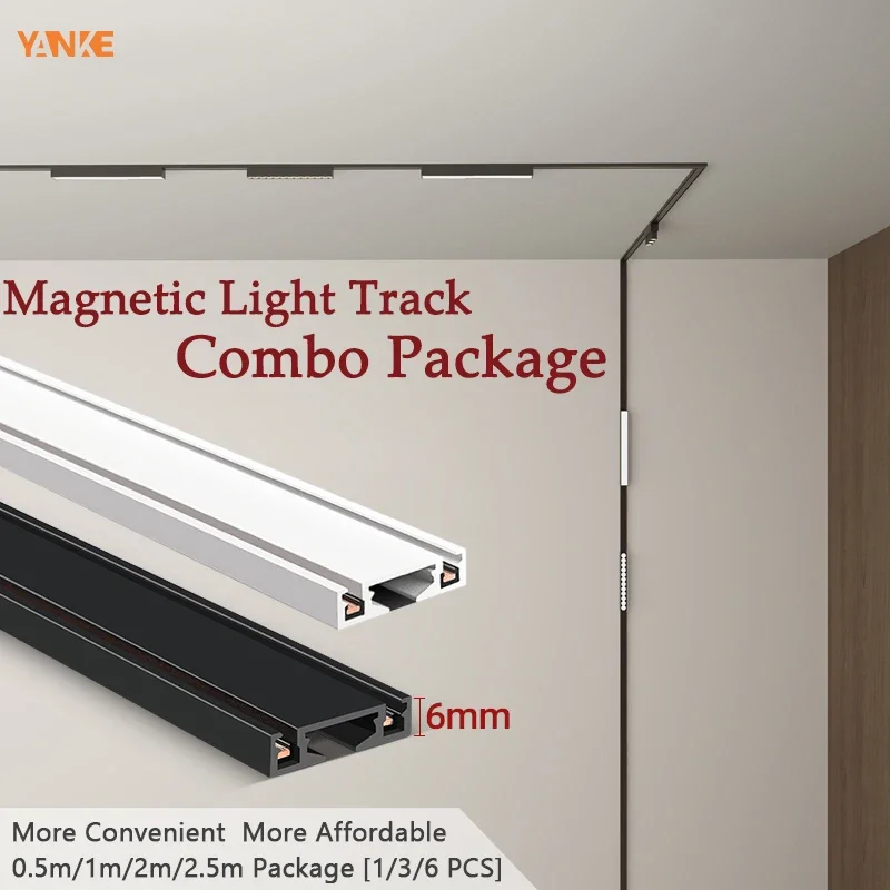 Magnetie Light Track 6MM Ultra Thin Surface Mount Ceiling Lighting Black White Slim Modern Fixture Lamp Rail Safe DC48V for Home
Magnetie Light Track 6MM Ultra Thin Surface Mount Ceiling Lighting Black White Slim Modern Fixture Lamp Rail Safe DC48V for Home