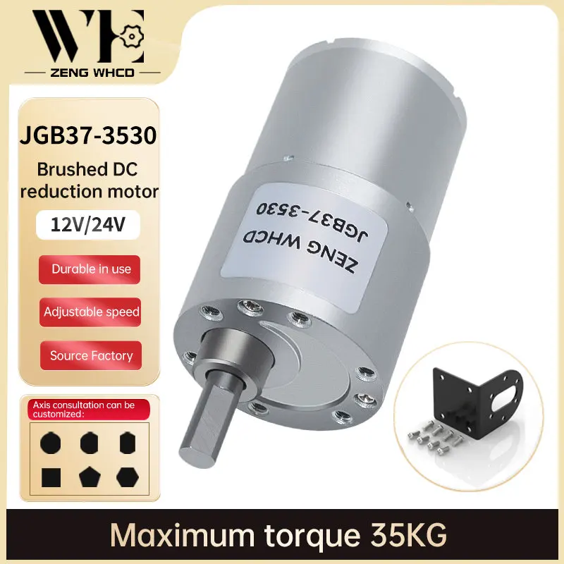Micro Reduction Gear DC Motor JGB37-3530 12V/24V Full Metal Gearbox 37mm Output Shaft Gear Motor High Torque Eccentric Shaft
Micro Reduction Gear DC Motor JGB37-3530 12V/24V Full Metal Gearbox 37mm Output Shaft Gear Motor High Torque Eccentric Shaft