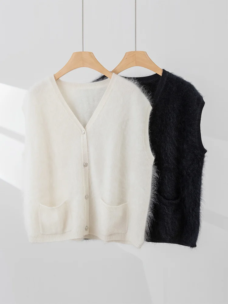Autumn Winter Women's V-neck 100% Plush Cashmere Cardigan Waistcoat Sleeveless Sweater Long Fluff Cashmere Vest Pockets Knitwear
Autumn Winter Women's V-neck 100% Plush Cashmere Cardigan Waistcoat Sleeveless Sweater Long Fluff Cashmere Vest Pockets Knitwear