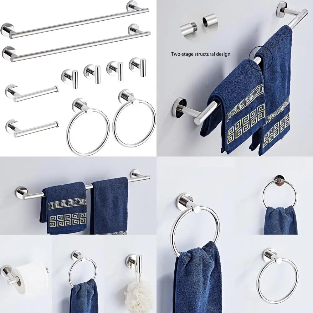 Stainless Steel 10-Piece Bathroom Hardware Set with Towel Racks, 24 Inch Towel Bar, Wall Mounted Bath Accessories
Stainless Steel 10-Piece Bathroom Hardware Set with Towel Racks, 24 Inch Towel Bar, Wall Mounted Bath Accessories