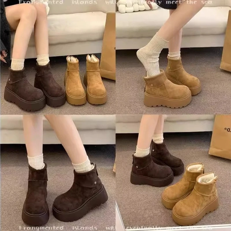 Hot Casual Short Boots Women Thick Bottom Fleece Lined Winter Snow Boots Warm Plush Rubber Outsole Round Toe Korean Style Boots
Hot Casual Short Boots Women Thick Bottom Fleece Lined Winter Snow Boots Warm Plush Rubber Outsole Round Toe Korean Style Boots