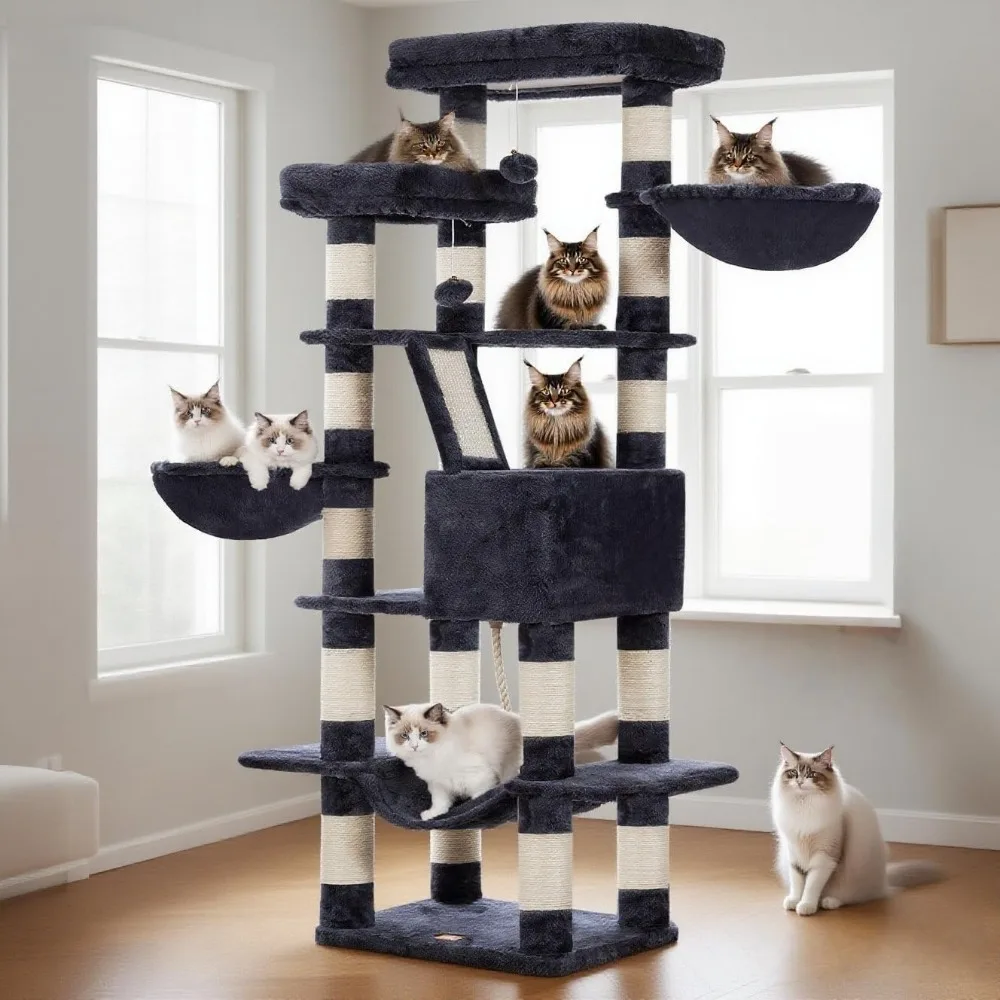 Cat Tree, 68 inch Multi-Level Cat Tower for Indoor Cats, 2 Widened Plush Perches Cat Condo with Scratching Board and Big
Cat Tree, 68 inch Multi-Level Cat Tower for Indoor Cats, 2 Widened Plush Perches Cat Condo with Scratching Board and Big