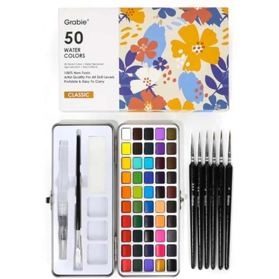 50 Colors Watercolor Paint Set, Detail Paint Brush Included, Watercolor Paints, Painting Sets, Art Supplies for Painting, Trave
50 Colors Watercolor Paint Set, Detail Paint Brush Included, Watercolor Paints, Painting Sets, Art Supplies for Painting, Trave