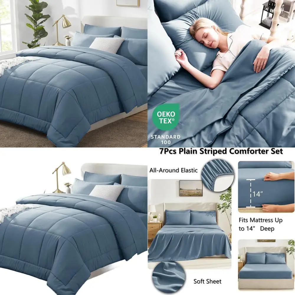 Комплект из 7 одеял Mineral Blue Queen: всесезонное стеганое постельное белье с простынями и наволочками
Комплект из 7 одеял Mineral Blue Queen: всесезонное стеганое постельное белье с простынями и наволочками