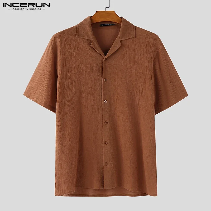 INCERUN Men Shirt Solid Color Lapel Short Sleeve Oversize Casual Men Clothing Summer Cotton Vintage Streetwear Camisas Male Tops
INCERUN Men Shirt Solid Color Lapel Short Sleeve Oversize Casual Men Clothing Summer Cotton Vintage Streetwear Camisas Male Tops