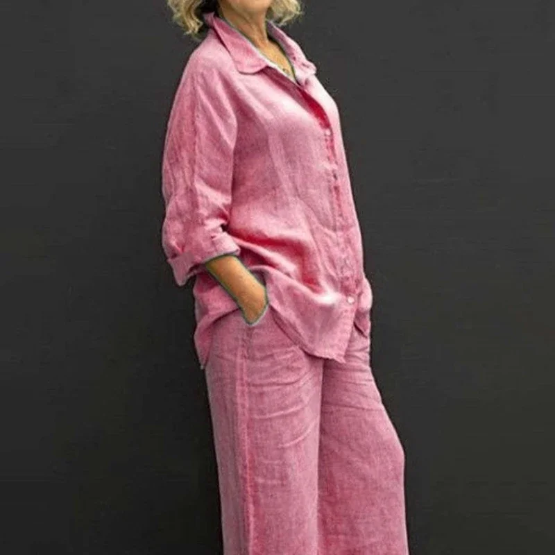 Casual Cotton Linen Two Pieces Set Women Autumn Long Sleeve Shirt Trousers Set Fashion Solid Straight Pants Suits Women Outfits
Casual Cotton Linen Two Pieces Set Women Autumn Long Sleeve Shirt Trousers Set Fashion Solid Straight Pants Suits Women Outfits