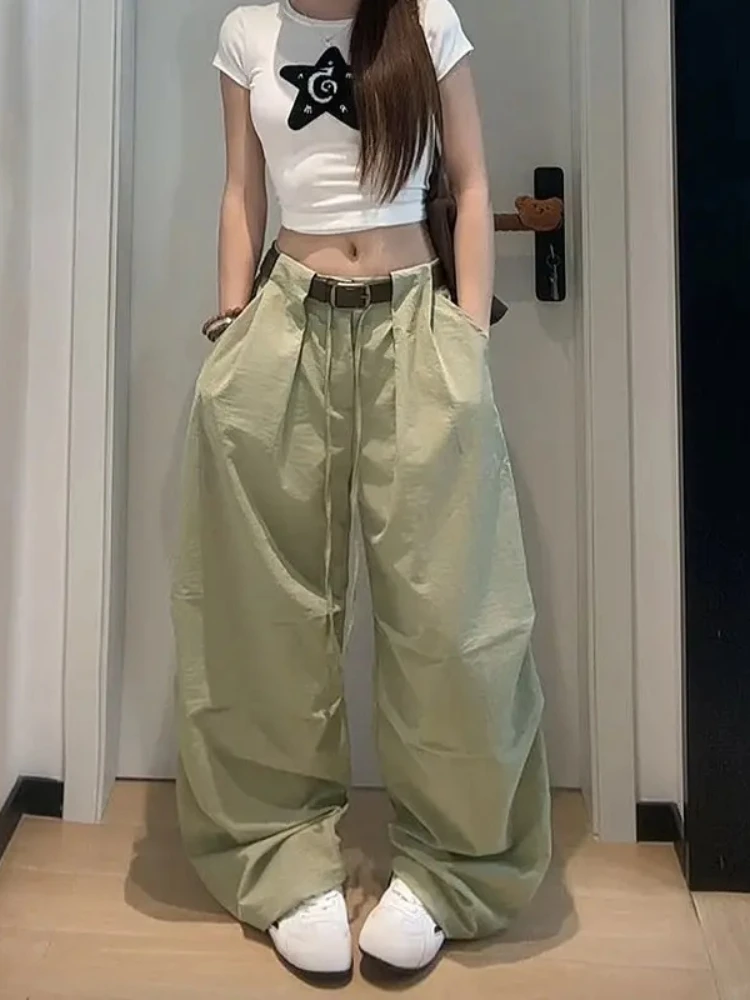 HOUZHOU White Basic High Waist Wide Leg Women Pants Solid Color Korean Fashion Parachute Trousers Baggy Lace Up Youthful Summer
HOUZHOU White Basic High Waist Wide Leg Women Pants Solid Color Korean Fashion Parachute Trousers Baggy Lace Up Youthful Summer