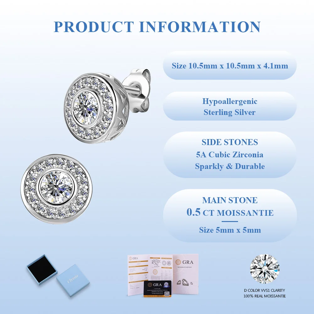 Men's Trend Circle Moissanite Stone Stud Earrings 18k White Gold Plated Valentine's Father's Day Birthday Party Gift
Men's Trend Circle Moissanite Stone Stud Earrings 18k White Gold Plated Valentine's Father's Day Birthday Party Gift