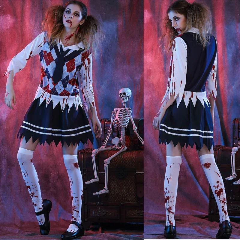 Hot Halloween Horror Bloody School Uniform Creative Girls Halloween Party Cosplay Zombie School Cosplay Clothing Vampire Cosplay
Hot Halloween Horror Bloody School Uniform Creative Girls Halloween Party Cosplay Zombie School Cosplay Clothing Vampire Cosplay