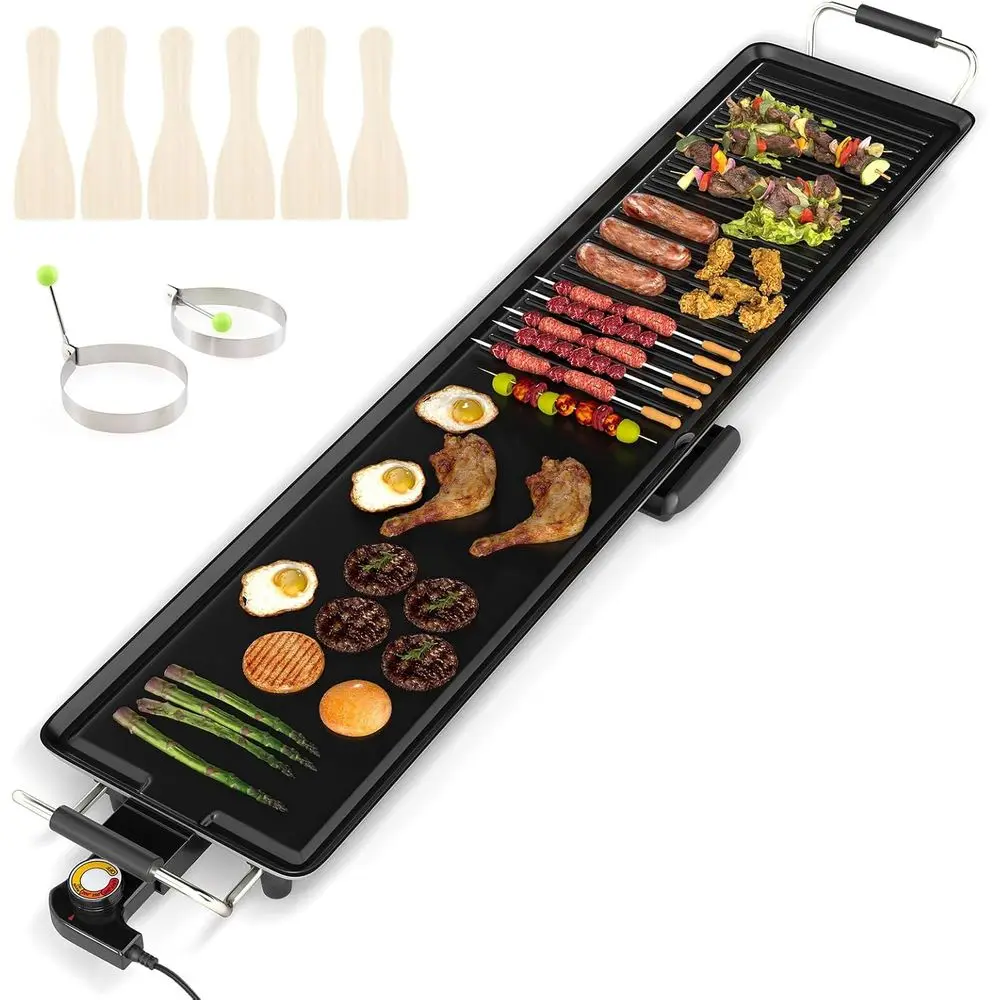 Large 39.5 Electric Griddle, Nonstick Teppanyaki Grill with Adjustable Heat, Drip Tray for Indoor & Outdoor Use
Large 39.5 Electric Griddle, Nonstick Teppanyaki Grill with Adjustable Heat, Drip Tray for Indoor & Outdoor Use